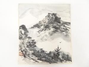 錦艸造　「水墨山水」図　色紙